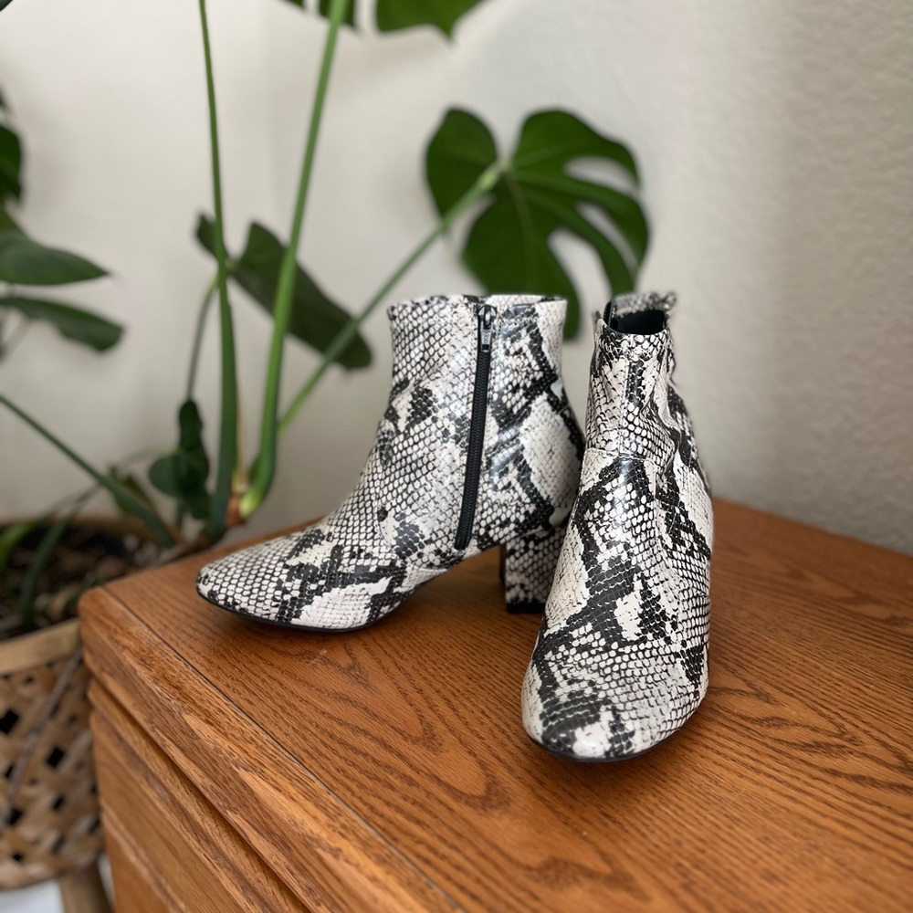Faux Snakeskin Ankle Boots